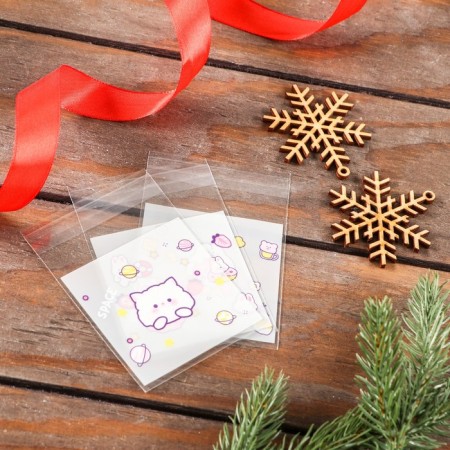 BOPP package with sticky tape, "Korean style", 7*7+3cm mix-4