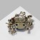 Brooch "Oliva" with flowers, the color of blue-blue in black bronze
