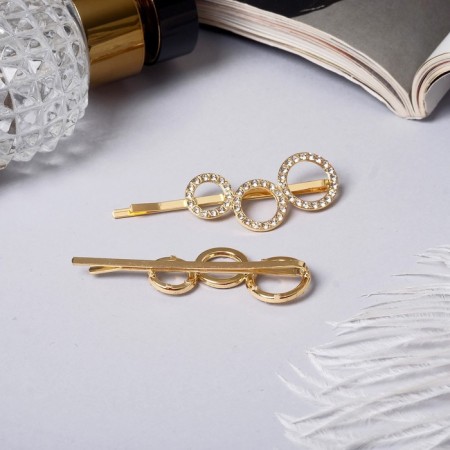 Invisibility for hair "Liberty" (set 2 pcs) radiance circles, 5.5 cm, gold-1