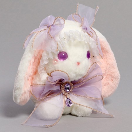 Soft toy "Bunny" with a purple bow, 20 cm-1