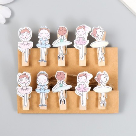 Decor for creativity wood "Procher. Ballerina" set of 10 pcs 3.8x1.7 cm