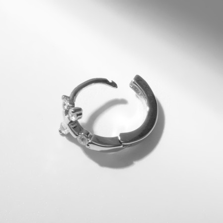 Piercing in the ear (Helix) “Cross”, D = 8 mm, white color in silver-1