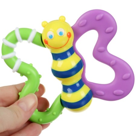 The “butterfly” rattle with elastic elements, in a bag, crumb I-7