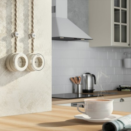 The socket W5871055 with the grounding of Vintage, ivory matte chromium-1