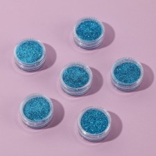 A set of sparkles for decor, small grinding, color bright blue, 6 pieces