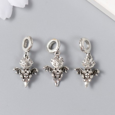 Bale with a suspension metal for creativity "Dragon" silver 1x2.2 cm-2
