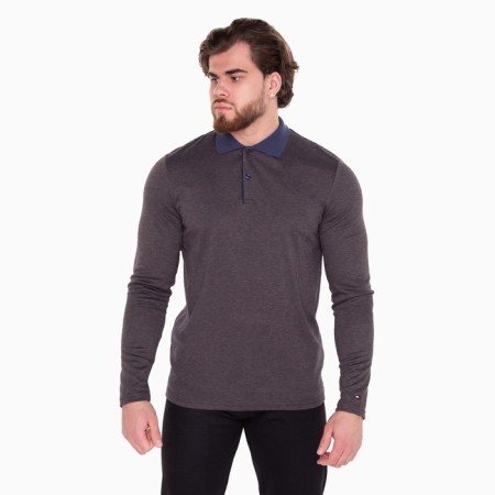 Polo male with long sleeve, brown color, size 46 (m)-3