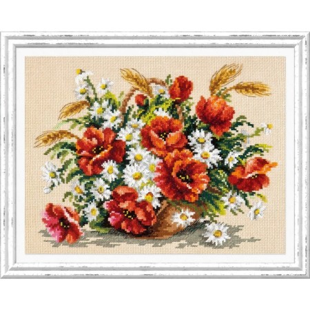 Cross embroidery “Field bouquet” 27x21 cm