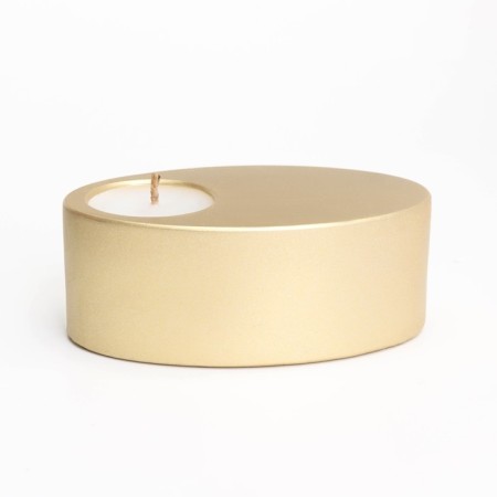 Candle "narrow oval. Marble" in a candlestick of gypsum, 11.5x7x4cm, gold-2