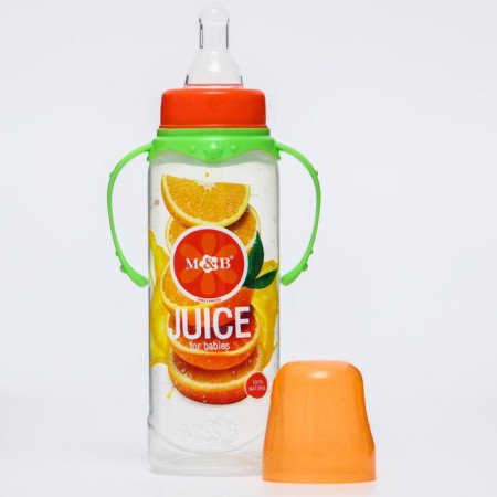 A bottle of feeding "Orange juice", classic throat, 250 ml., 0 months, cylinder, with handles-3