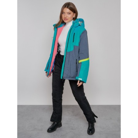 Ski jacket female winter, size 56, green color-16