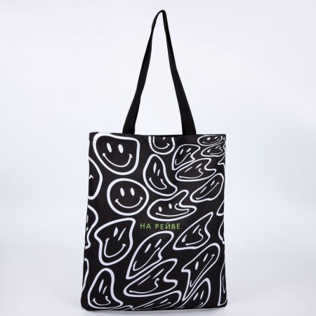 A shop bag on a rave without a zipper, without lining, black color-5