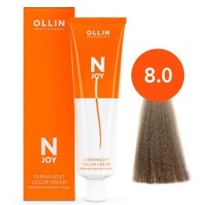 Cream-color hair Permanent Ollin Professional N-Joy, tone 8/0, light-blond, 100 ml