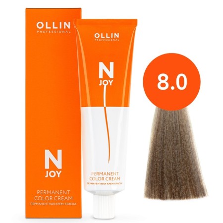 Cream-color hair Permanent Ollin Professional N-Joy, tone 8/0, light-blond, 100 ml