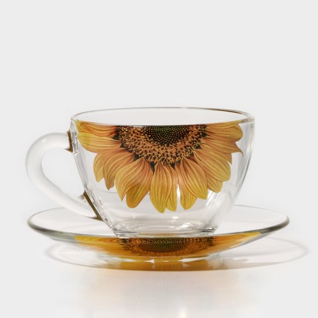 Tea pair of glass "Devil's nature. Sunflower ", 250 ml