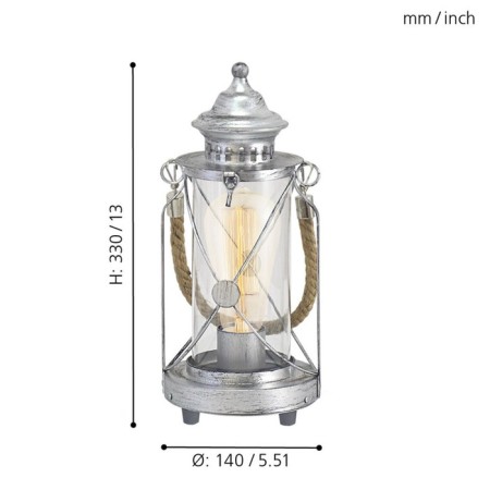 Bradford 1x60W table lamp E27, silver 14x14x33 cm-5