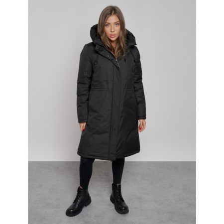 Coat insulated winter female, size 50, black color-6
