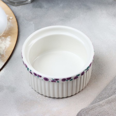 Ramekin ceramic "Blueberries", 9.5 x 4.5 cm, 200 ml, white color-2