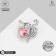 Brooch "Hearts on a twig", white-pink color in silver