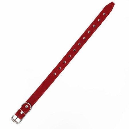 Leather collar on synthetic winterizer, dimensionless, 71 x 3.5 cm, Osh 29-62 cm, red-2