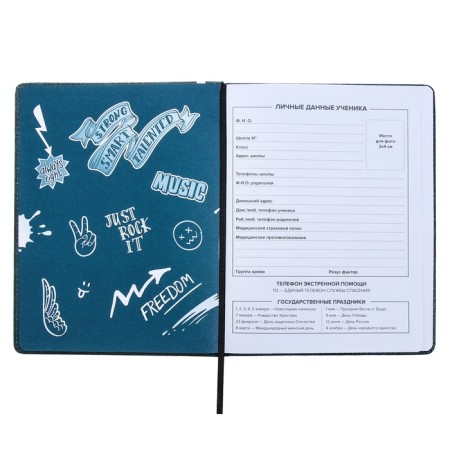 Universal Diary Grade 1-11, 48 sheets of "guitar", a solid cover of artificial leather, lies, an offset unit-5