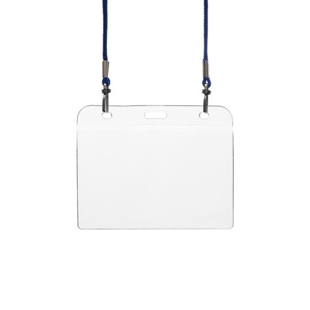 Badge horizontal, external 109 x 85 mm, internal 100x69 mm, on a blue lace 40cm-1