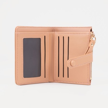 Women's wallet on the button, beige color-2