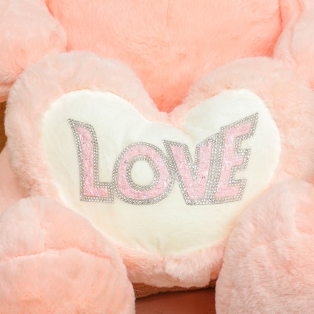 Soft toy "Bear", with heart, 80 cm, pink color-2