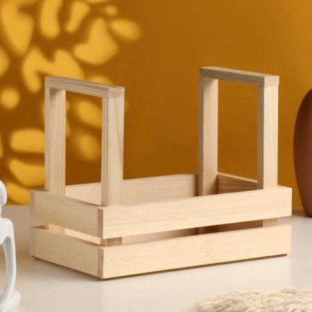 Kashpo wooden double -ruddy with handles 24.5x14x19.5 cm natural