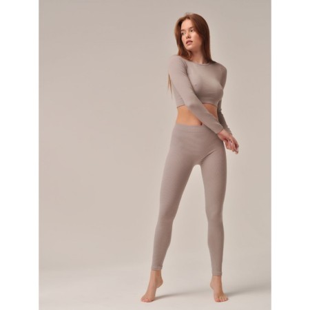 Crop female Top in a rutter with long sleeve Top Senza Maniche Rib, size 42-44, color linseed-1