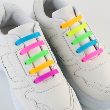 Silicone laces, set 6 pcs, color rainbow-3
