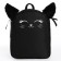 School textile backpack with ears on the hairpins "Cat", 27x23 cm, black color