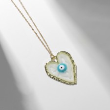 The pendant of the “lovely” heart, amulet, blue color in gold, 40 cm