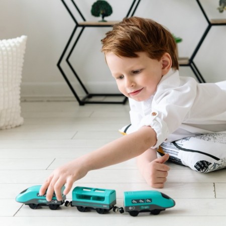 Toy train "My city", 3 items, on batteries, turquoise-1