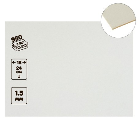Binding cardboard (shell -shaped) 1.5 mm, 18 x 24 cm, 950 g/m², white