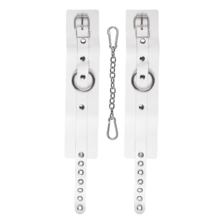 Shackles of Pecado BDSM, soft with eyelets, genuine leather, white-5