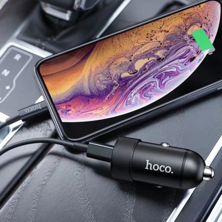 Hoco Z32B, 1 Type-C, 1 USB, 20 W, 4 A, PD + Qc, Black Automobile-3