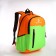 School backpack, 2 lightning departments, 3 pockets, green/orange color
