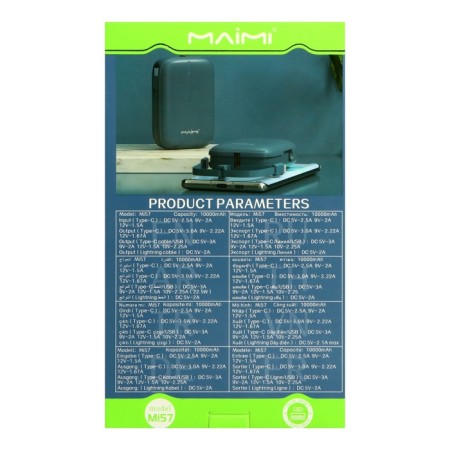 Maimi Mi57 external battery, 10,000 mAh, 3 a, 22.5 W, USB, Type-C, PD, blue-9