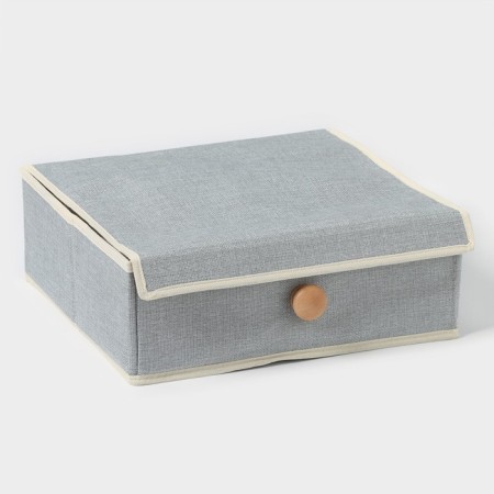 Organizer for storage with a lid LadOM "Francesca", 35 × 30 × 12 cm, the color of a gray-blue-2