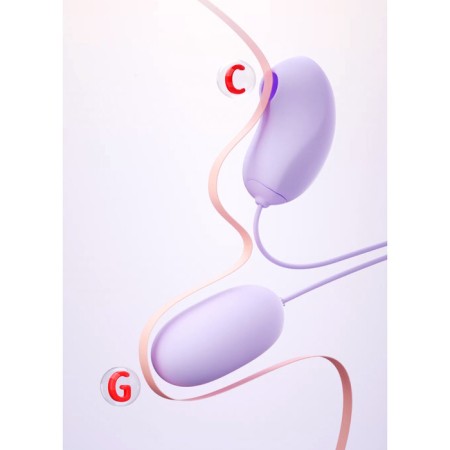 Vibroyaite with a vacuum-wave clitoris stimulant, Power Bank, Soft silicone, purple-1