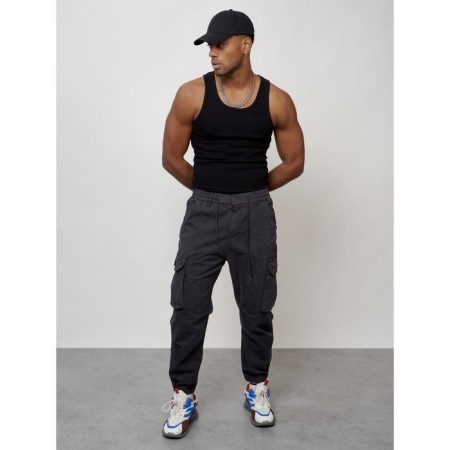 Cargo jeans men, size 44-46, dark gray color-7