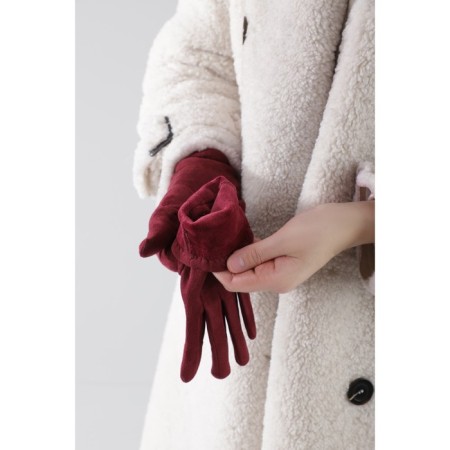 Female gloves, size 7.5, without insulation, burgundy color-2
