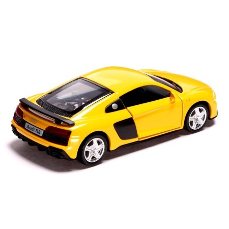 Metal machine Audi R8 Coupe, 1:32, inertia, doors open, yellow color-2