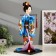 Collector doll "Japanese in a silk blue kimono with flute" 30x12.5x12.5 cm