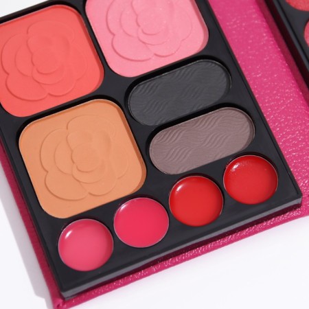 A set of decorative cosmetics: eye shadows, eyebrow shadows, lip gloss, blush, mirror-3