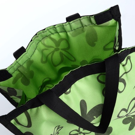 Folding bag on Velcro, 2 wheels, green color-5