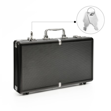 Metal case, 38 x 21 x 6.5 cm, black