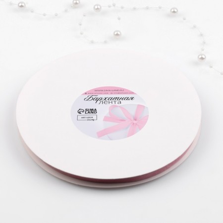 Velvet tape, 10 mm, 18 ± 1 m, pink color No. 08-4