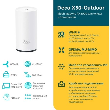 Seamless Mesh Router TP-Link Deco X50-UTDOOR (1-PACK) AX3000 1000Base-T white-3